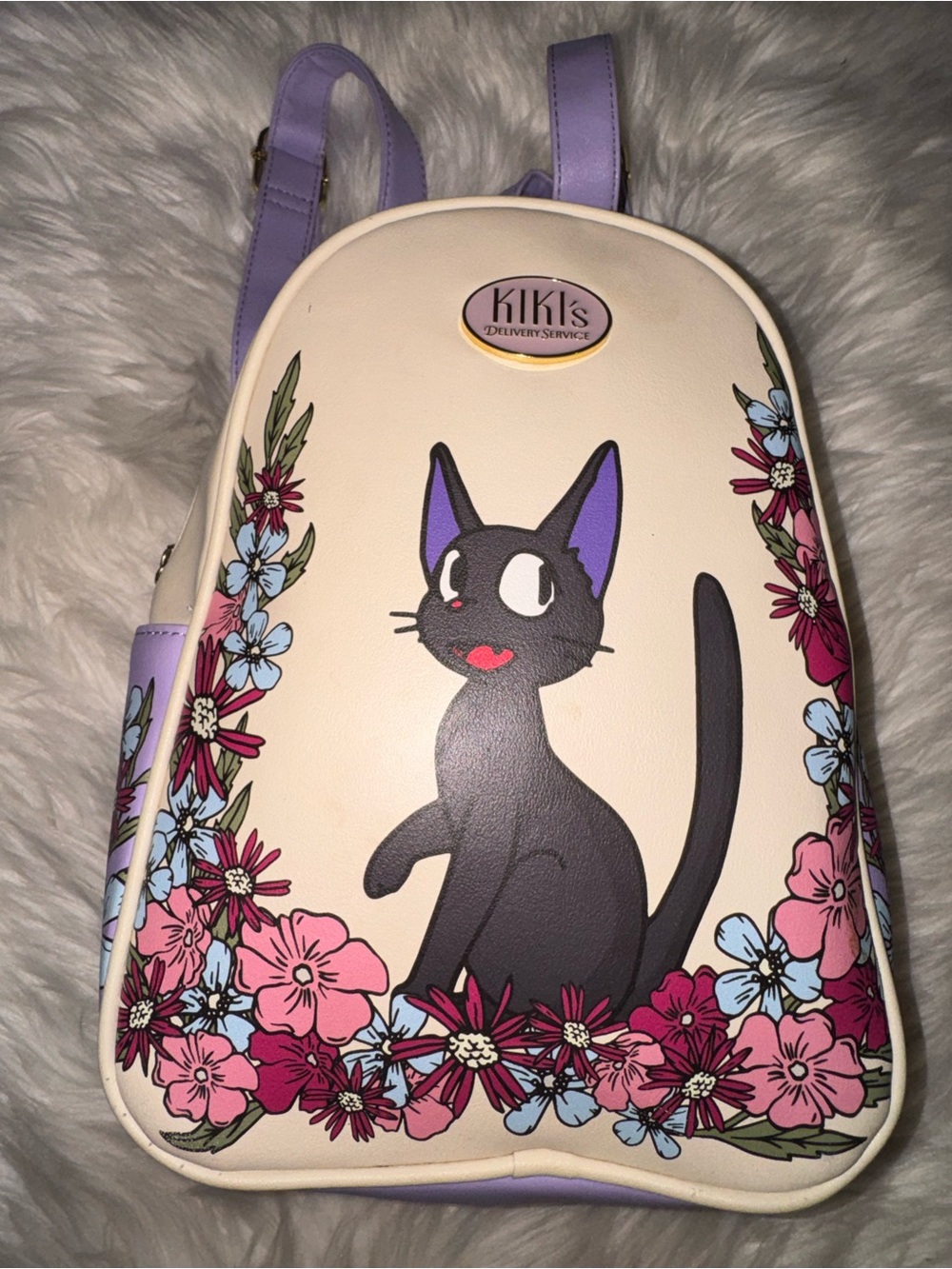 Kiki's Delivery Service Cream and Purple Cat Mini Backpack